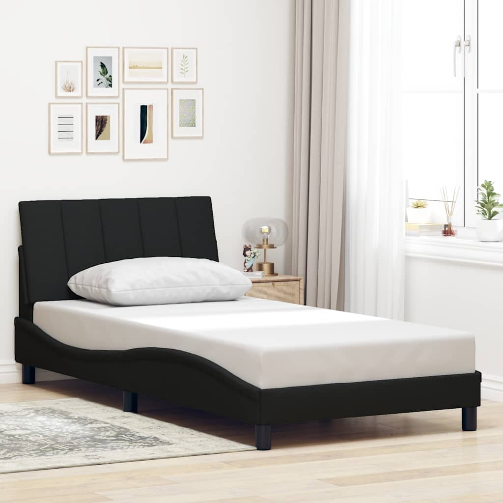 Cadre de lit sans matelas noir 100x200 cm tissu