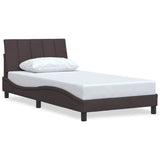 Cadre de lit sans matelas marron foncé 100x200 cm tissu