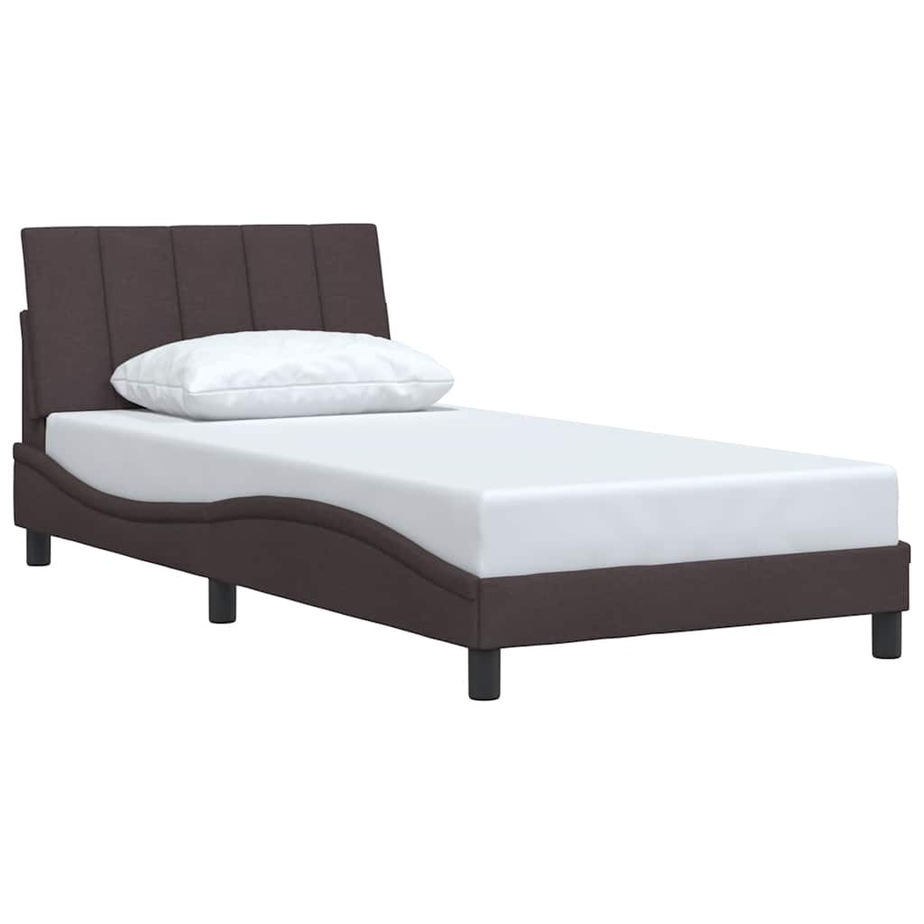 Cadre de lit sans matelas marron foncé 100x200 cm tissu