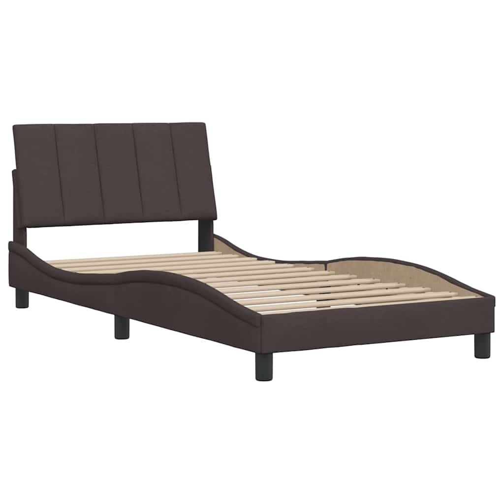 Cadre de lit sans matelas marron foncé 100x200 cm tissu