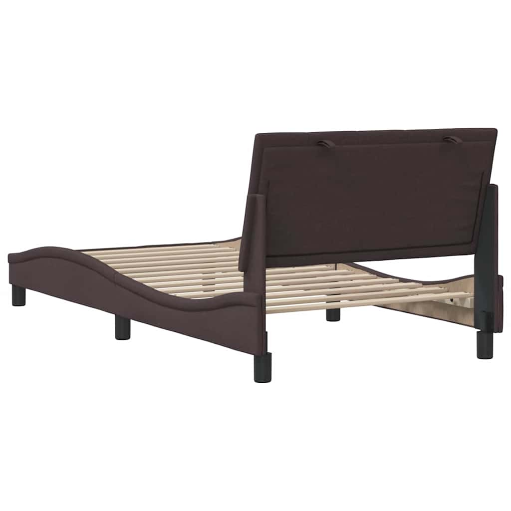 Cadre de lit sans matelas marron foncé 100x200 cm tissu