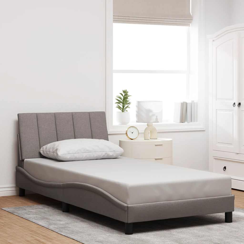 Bed frame without mattress taupe 100x200 cm fabric