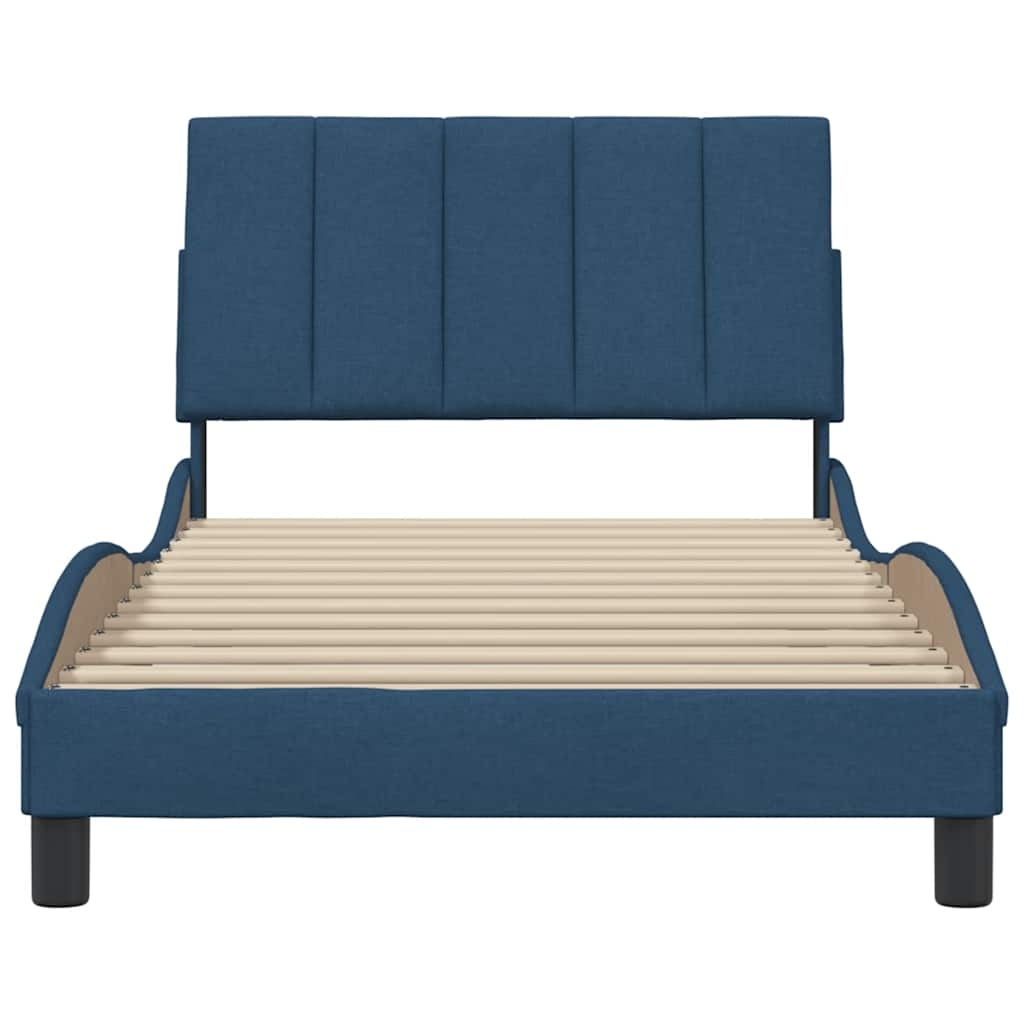 Cadre de lit sans matelas bleu 100x200 cm tissu