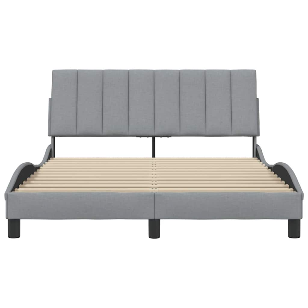 Cadre de lit sans matelas gris clair 120x200 cm tissu