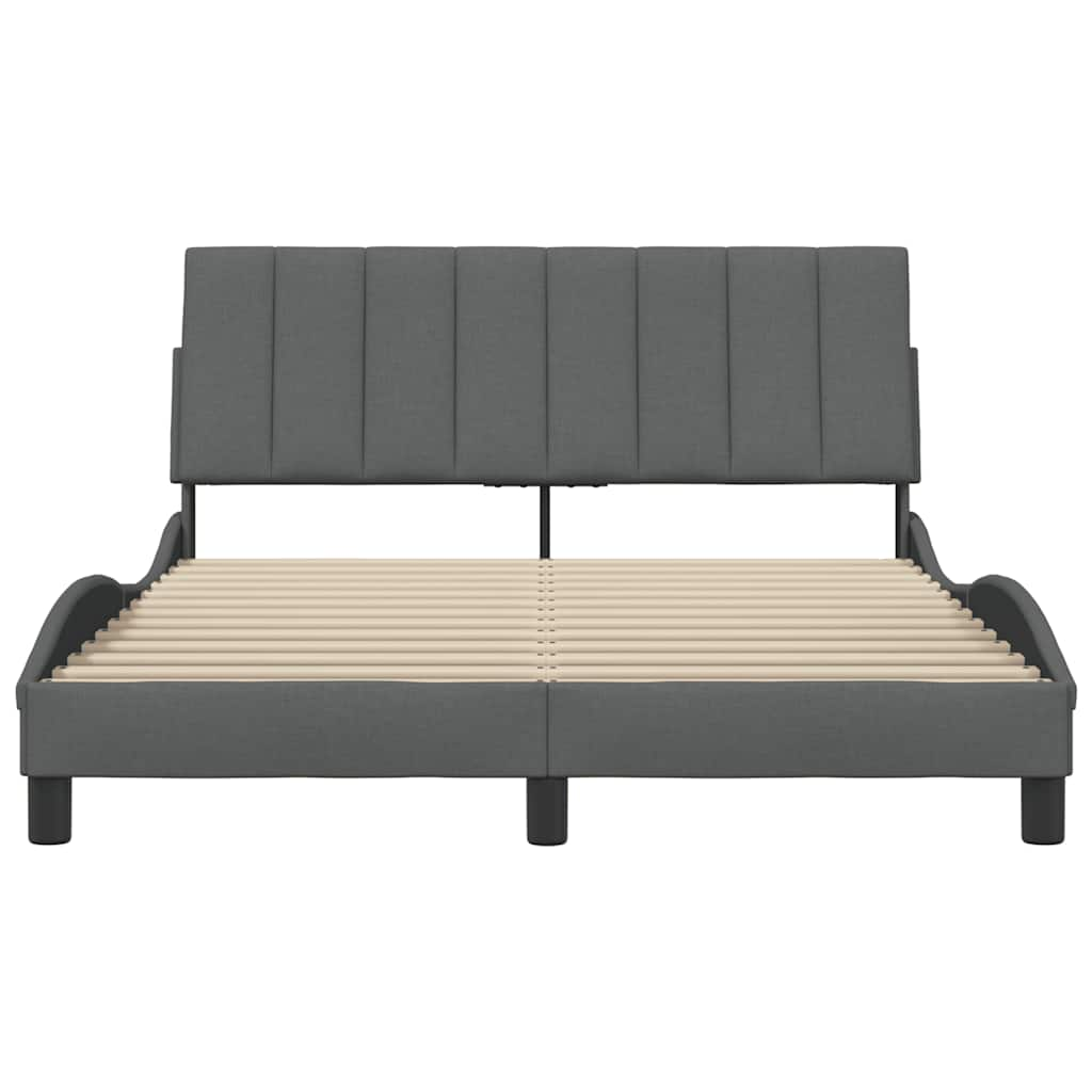 Cadre de lit sans matelas gris foncé 120x200 cm tissu