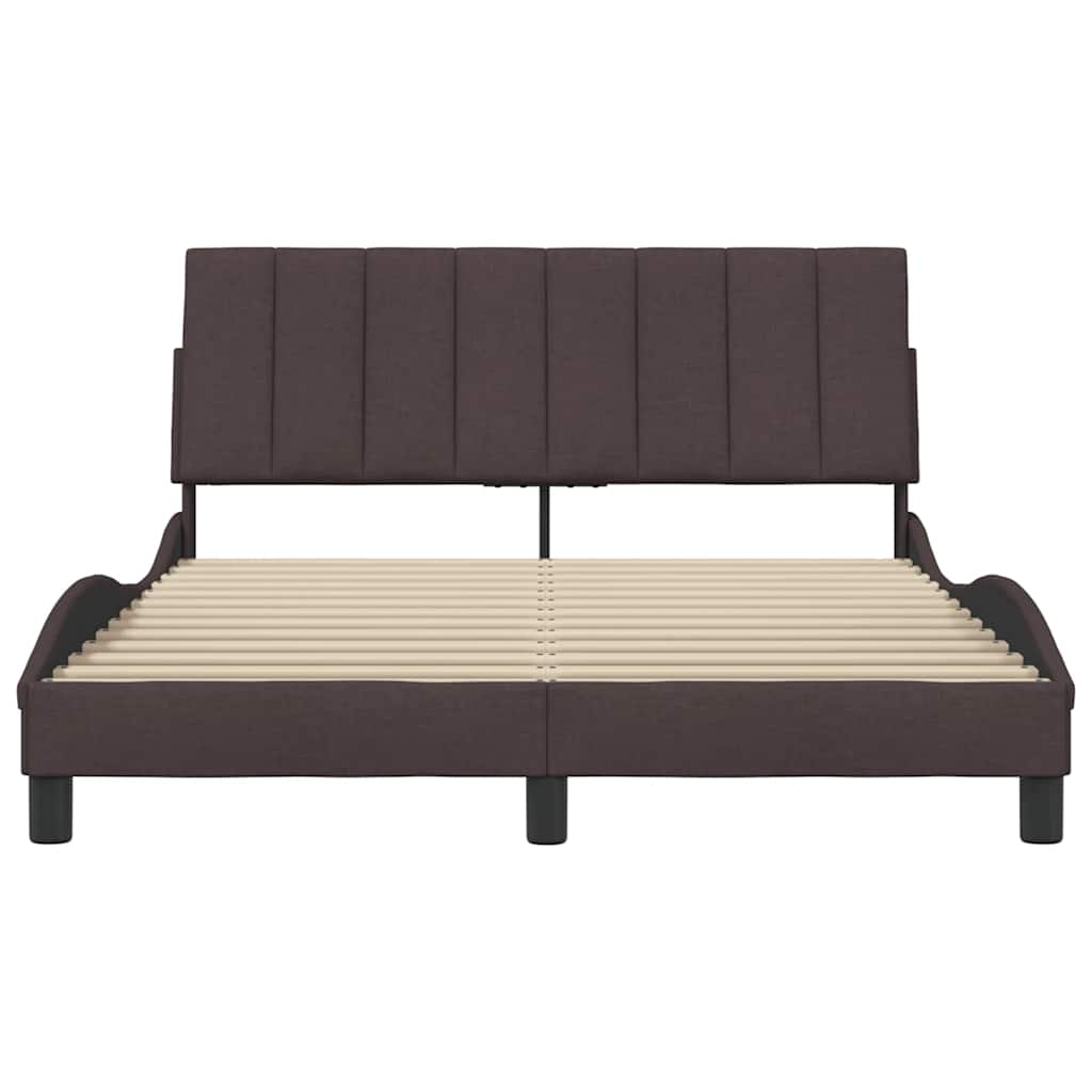 Cadre de lit sans matelas marron foncé 120x200 cm tissu