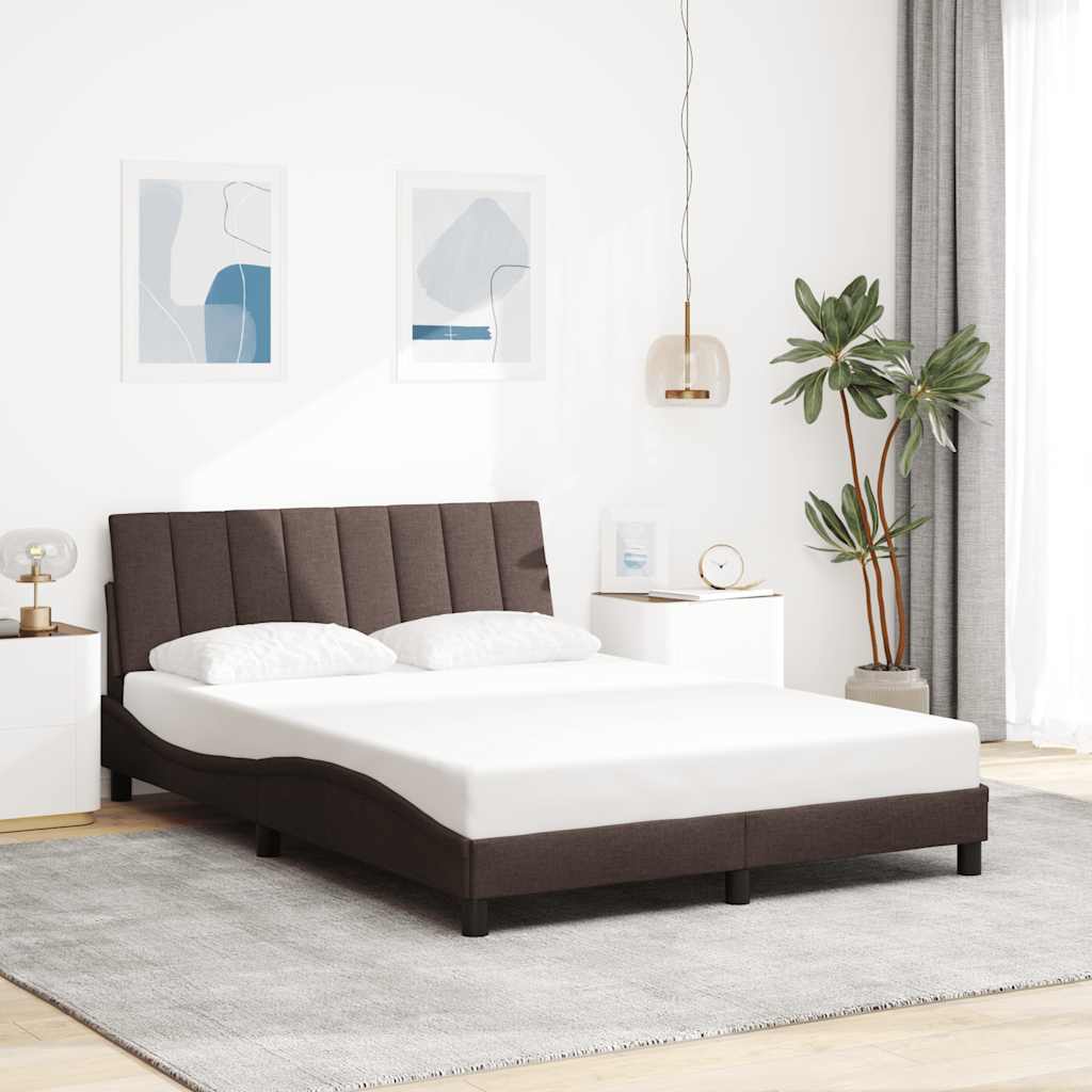 Cadre de lit sans matelas marron foncé 120x200 cm tissu