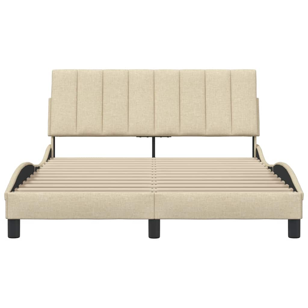 Cadre de lit sans matelas crème 120x200 cm tissu