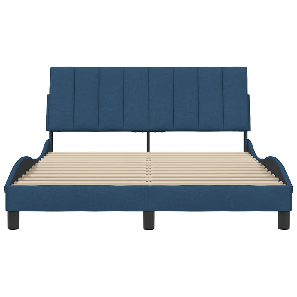 Cadre de lit sans matelas bleu 120x200 cm tissu