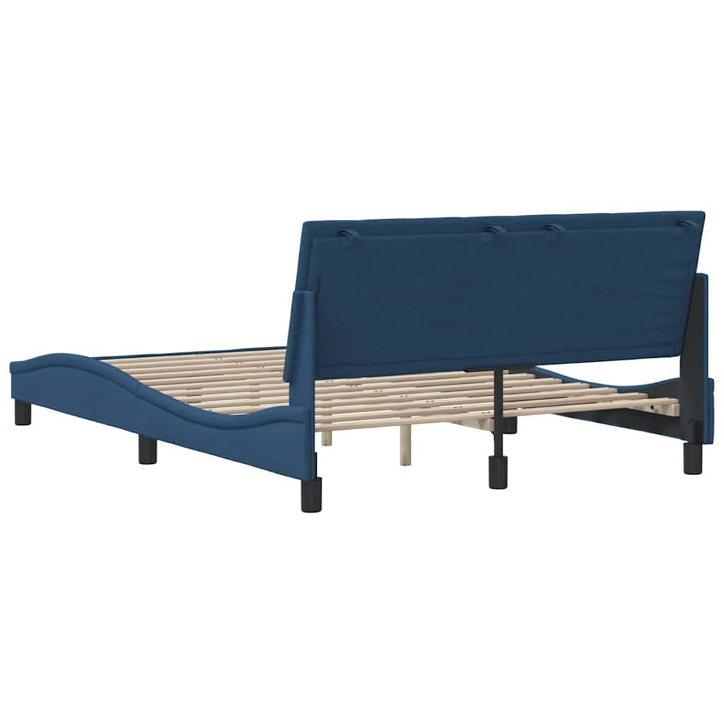 Cadre de lit sans matelas bleu 120x200 cm tissu