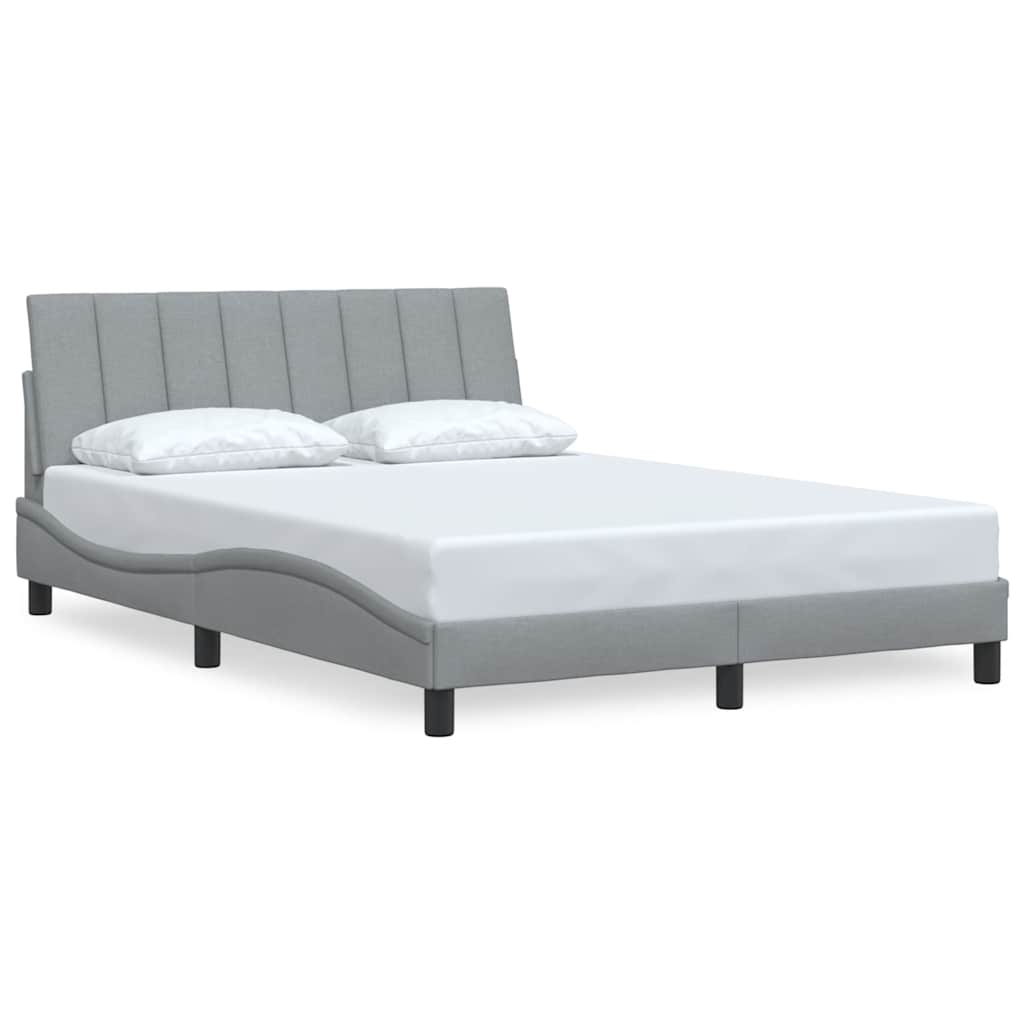 Cadre de lit sans matelas gris clair 140x190 cm tissu