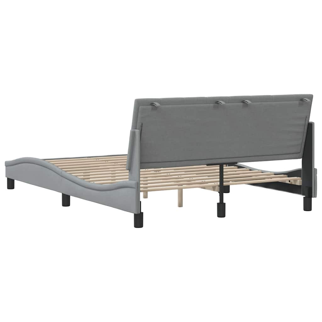 Cadre de lit sans matelas gris clair 140x190 cm tissu