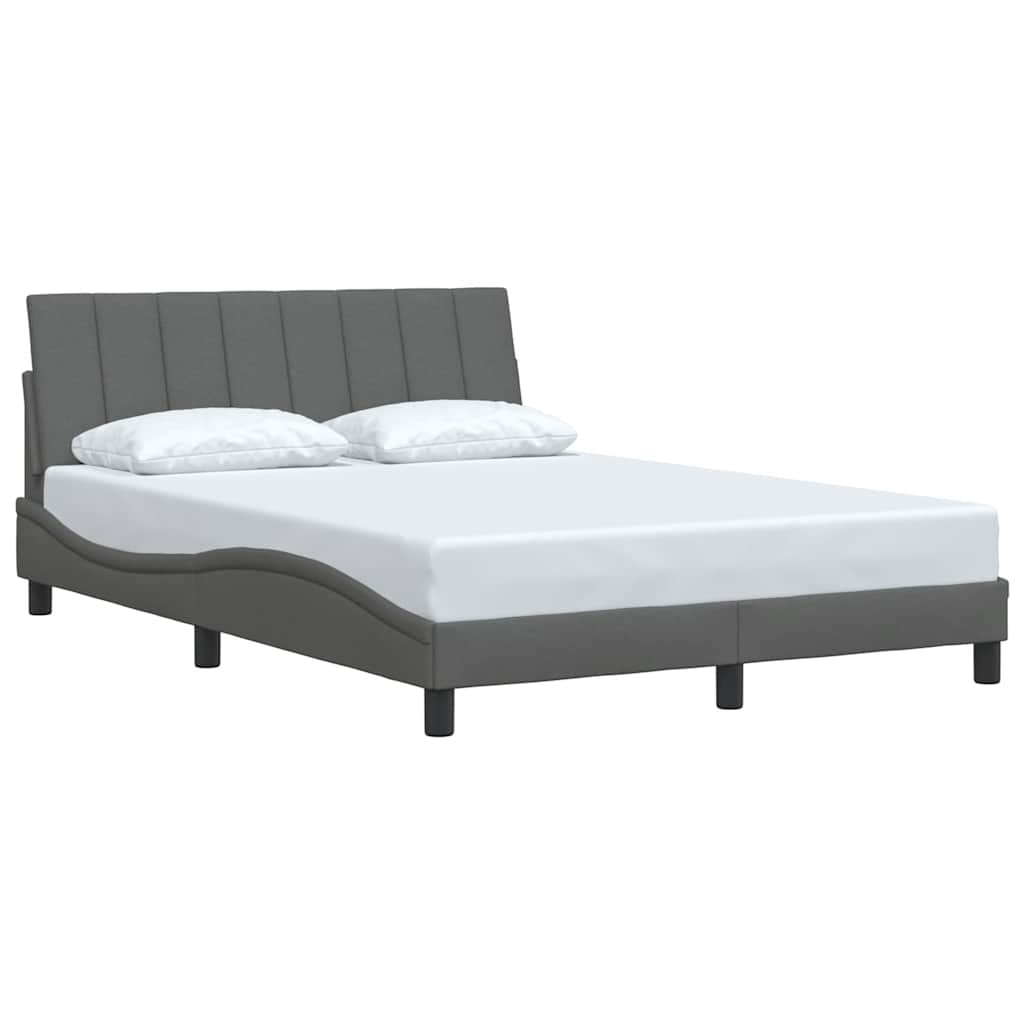 Cadre de lit sans matelas gris foncé 140x190 cm tissu