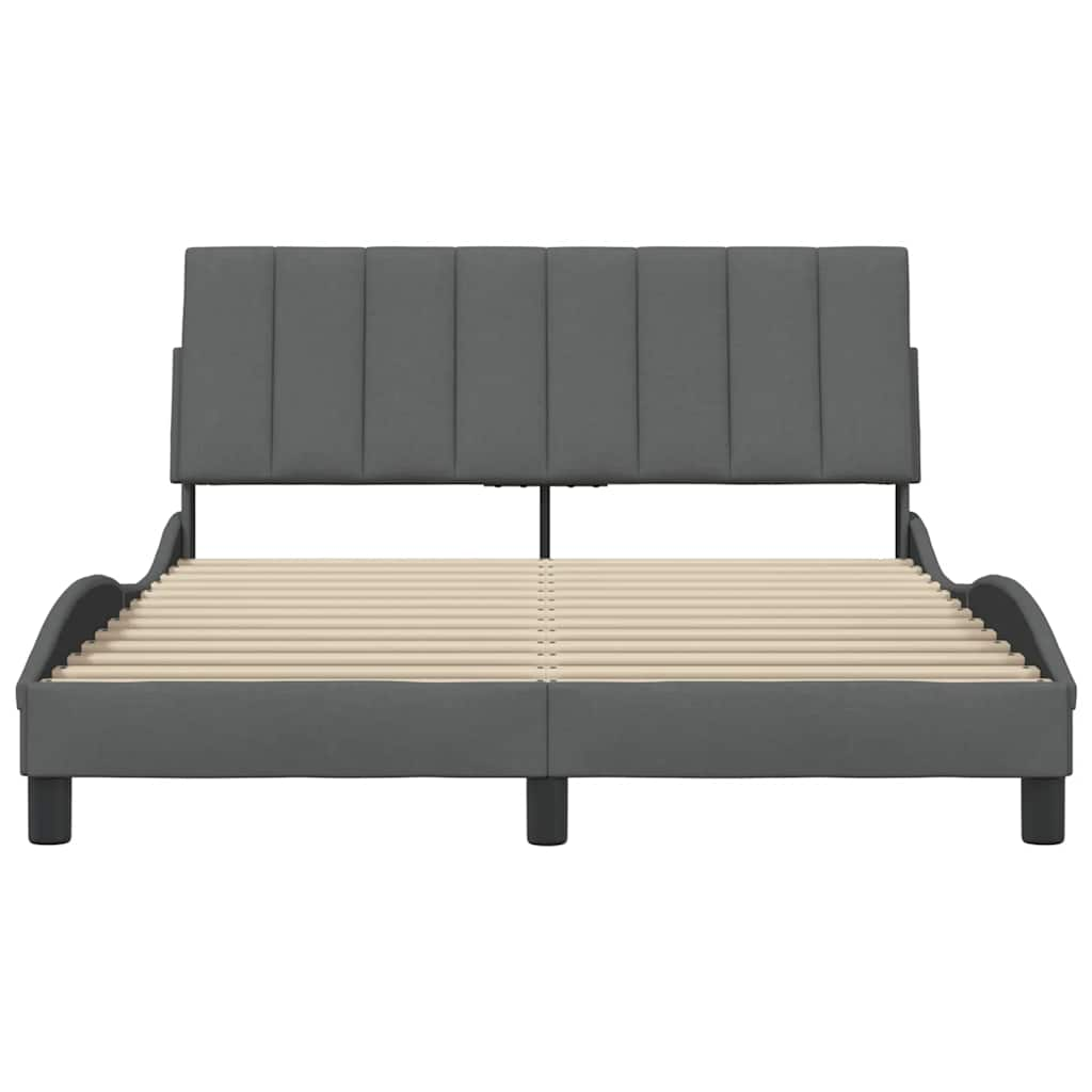 Cadre de lit sans matelas gris foncé 140x190 cm tissu