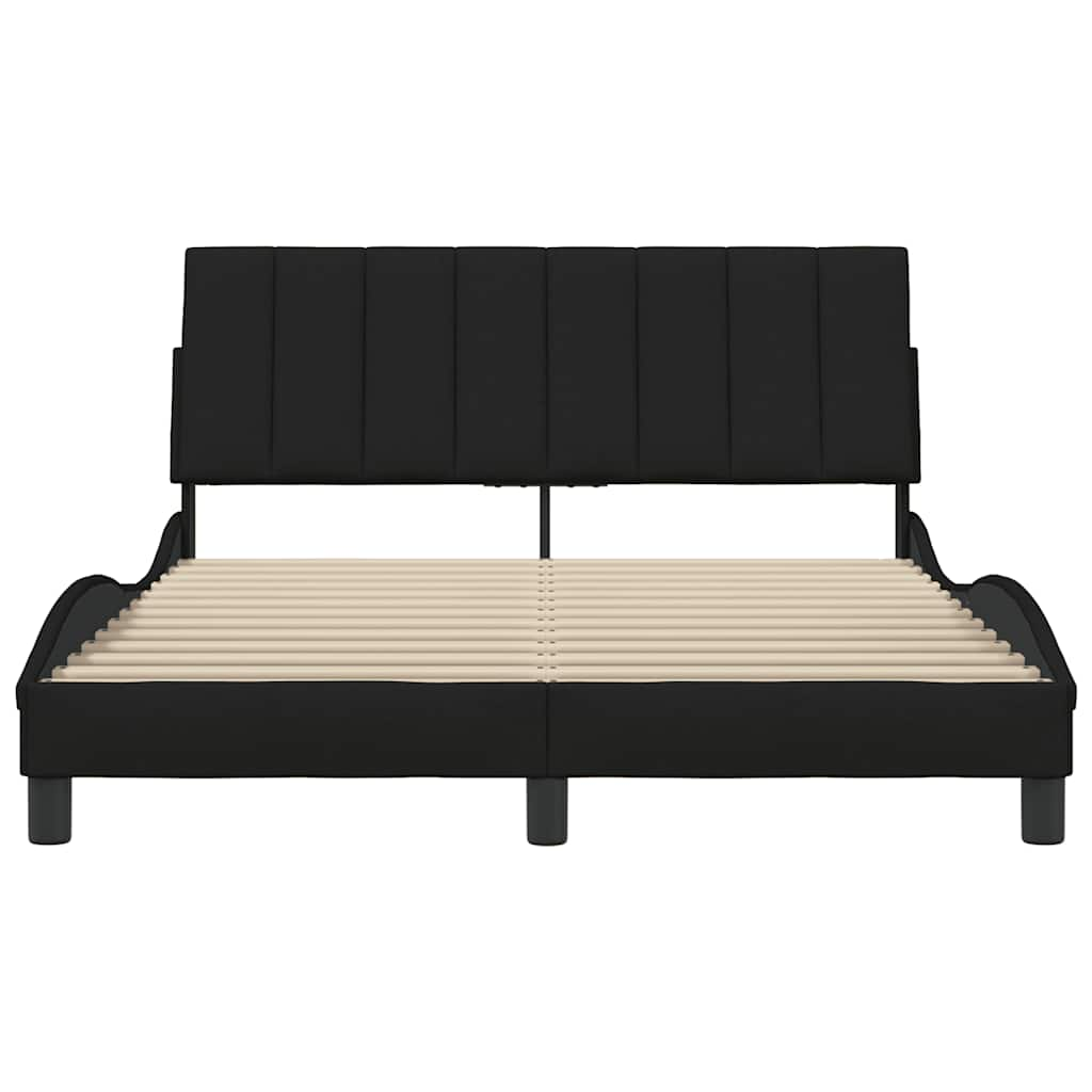 Cadre de lit sans matelas noir 140x190 cm tissu