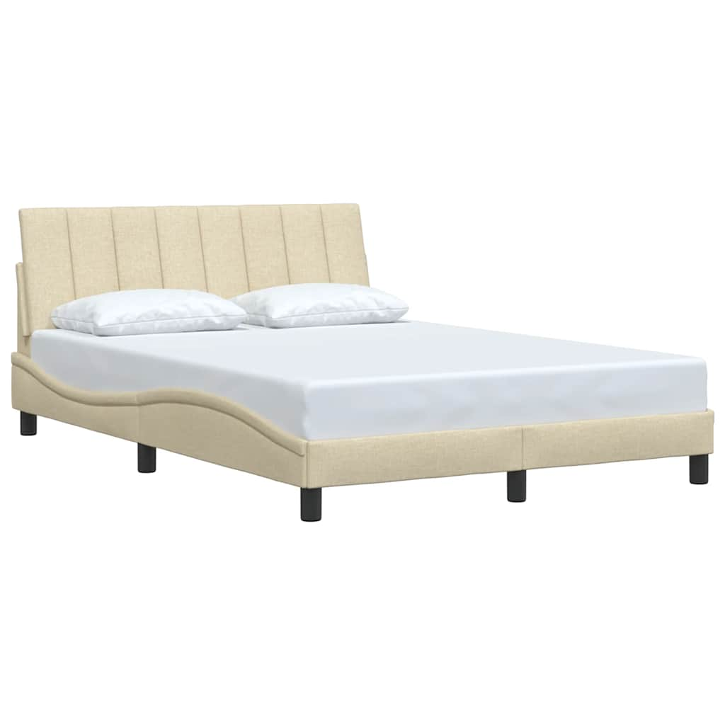 Cadre de lit sans matelas crème 140x190 cm tissu