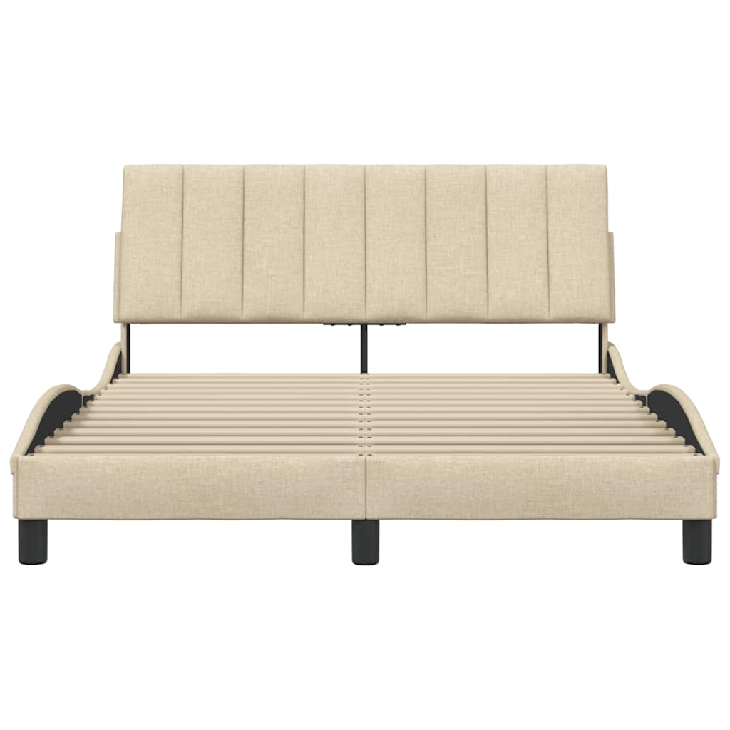 Cadre de lit sans matelas crème 140x190 cm tissu