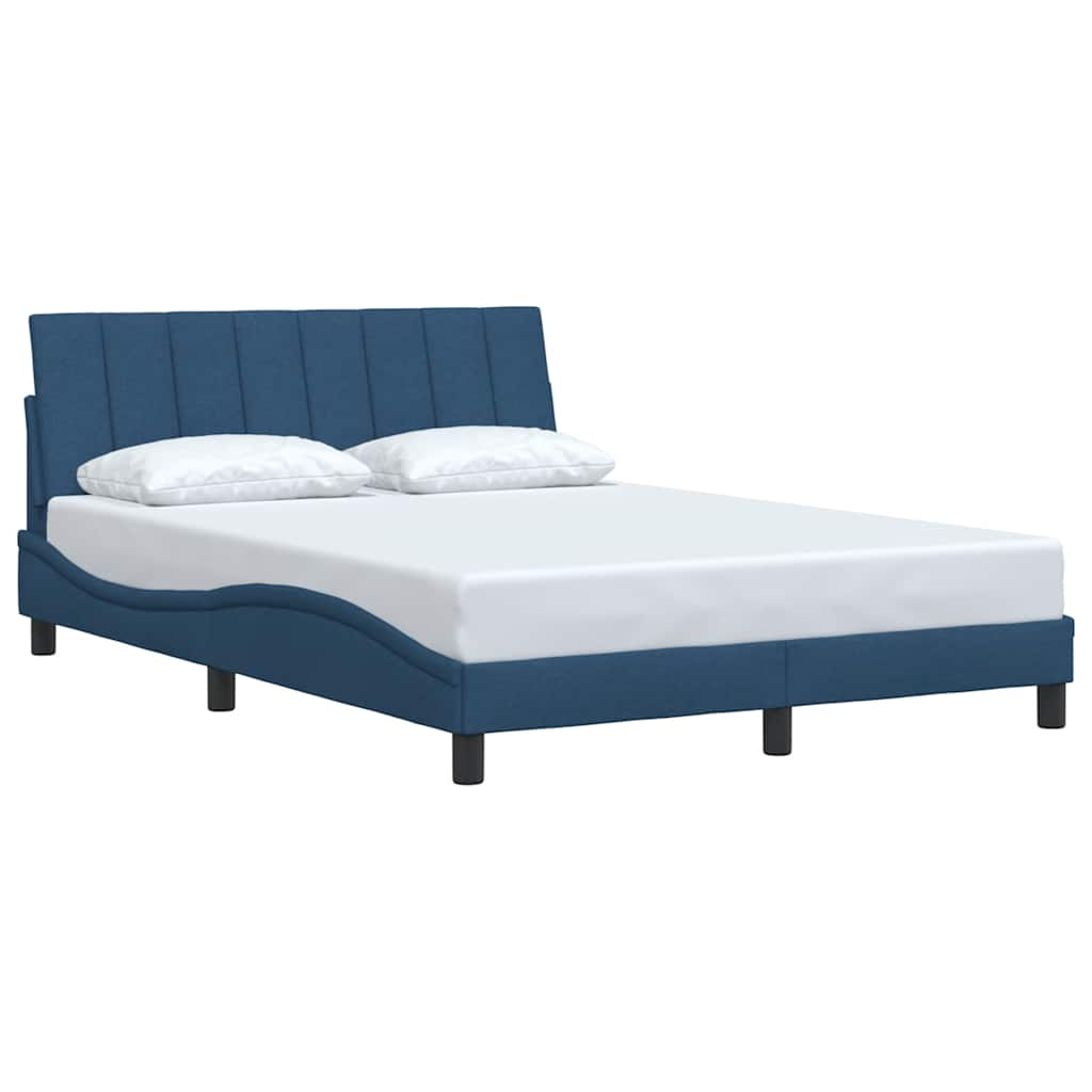 Cadre de lit sans matelas bleu 140x190 cm tissu