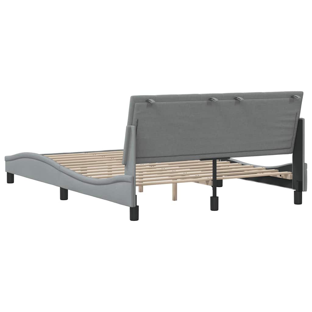 Cadre de lit sans matelas gris clair 140x200 cm tissu