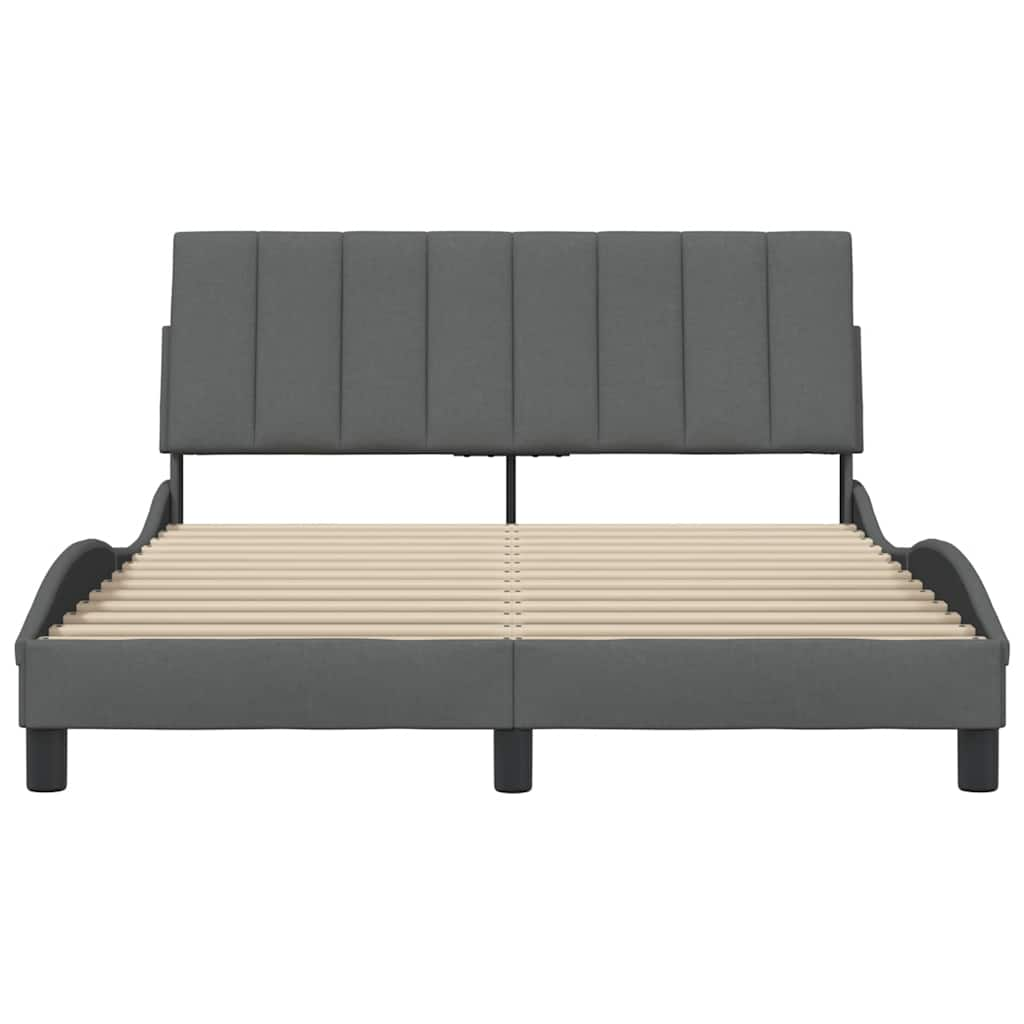 Cadre de lit sans matelas gris foncé 140x200 cm tissu