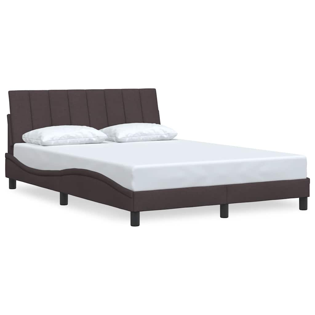 Cadre de lit sans matelas marron foncé 140x200 cm tissu