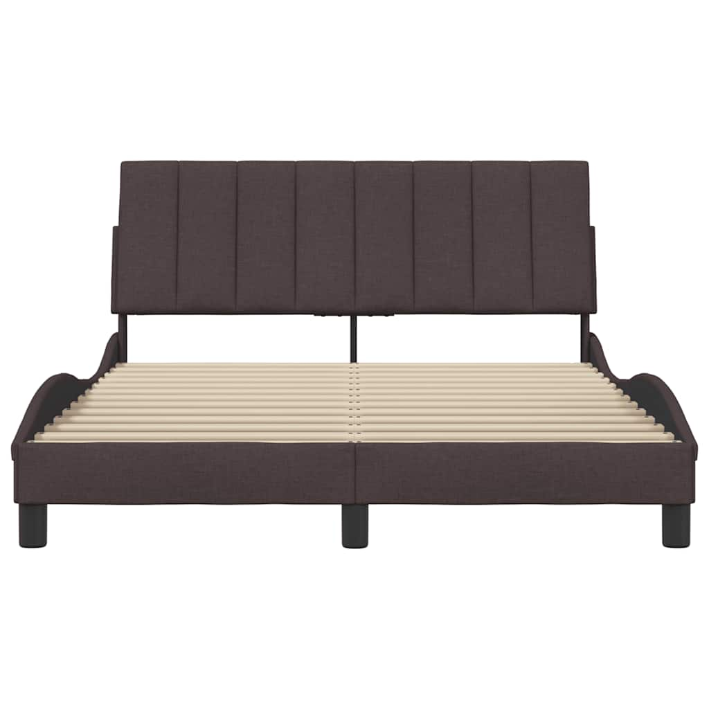 Cadre de lit sans matelas marron foncé 140x200 cm tissu