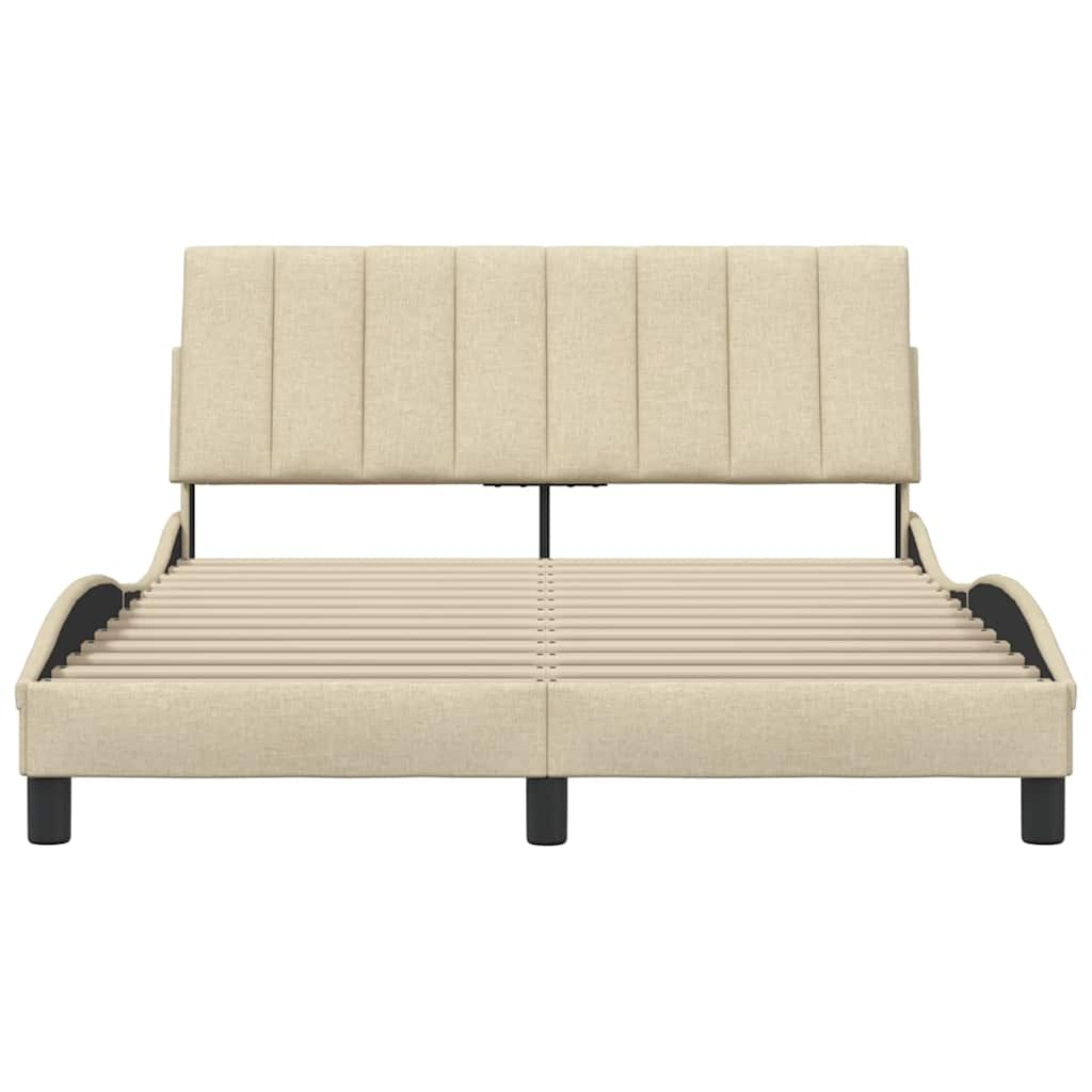 Cadre de lit sans matelas crème 140x200 cm tissu