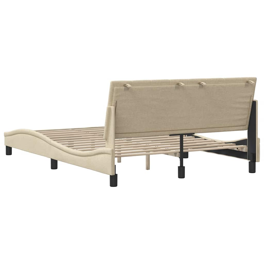 Cadre de lit sans matelas crème 140x200 cm tissu