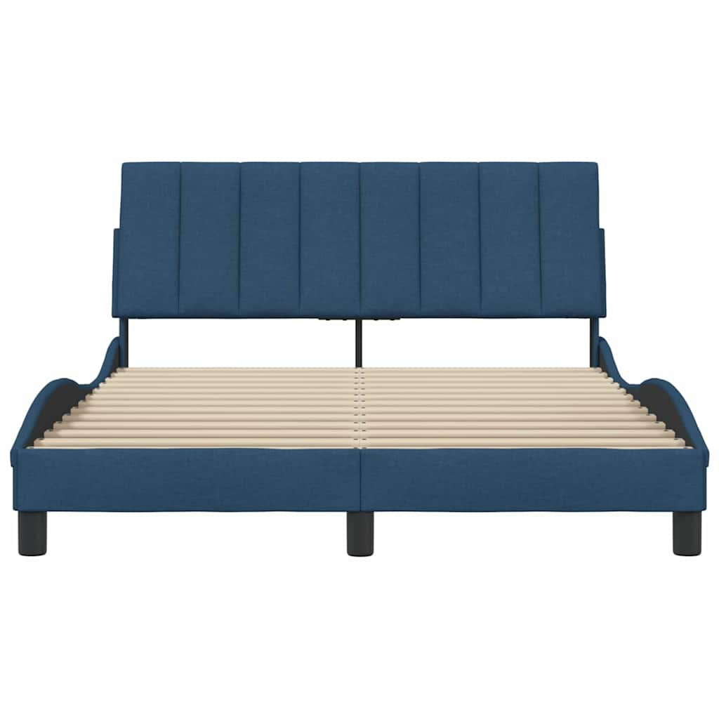 Cadre de lit sans matelas bleu 140x200 cm tissu