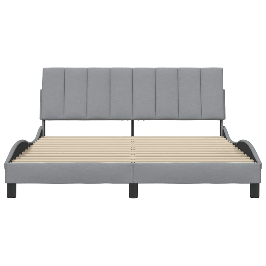 Cadre de lit sans matelas gris clair 160x200 cm tissu