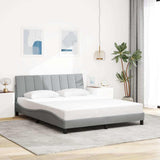 Cadre de lit sans matelas gris clair 160x200 cm tissu