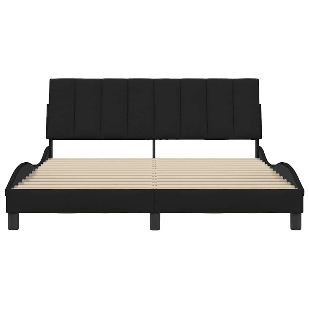 Cadre de lit sans matelas noir 160x200 cm tissu