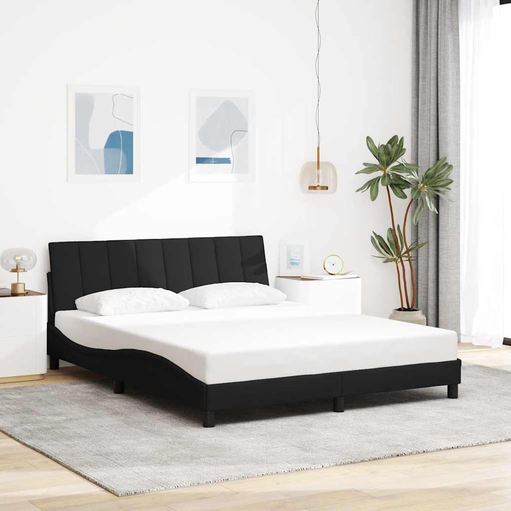 Cadre de lit sans matelas noir 160x200 cm tissu