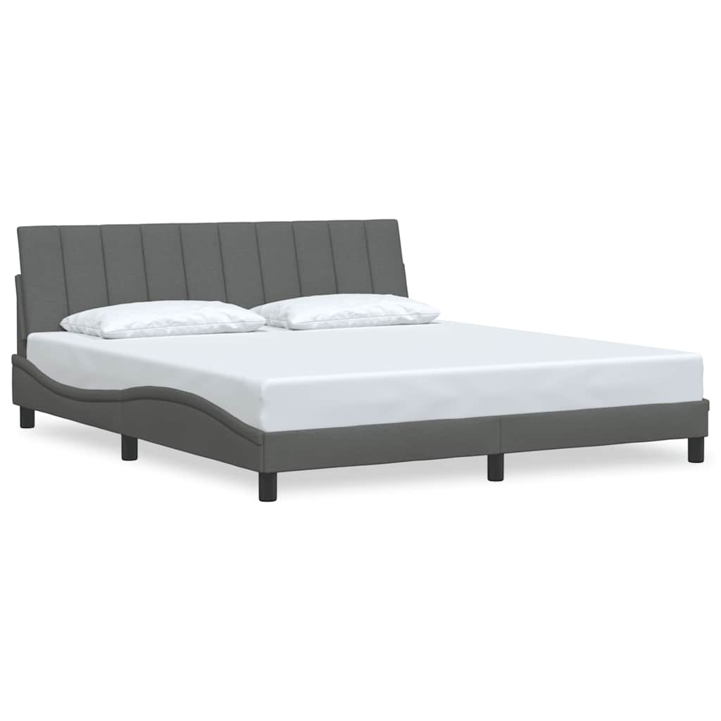 Cadre de lit sans matelas gris foncé 180x200 cm tissu