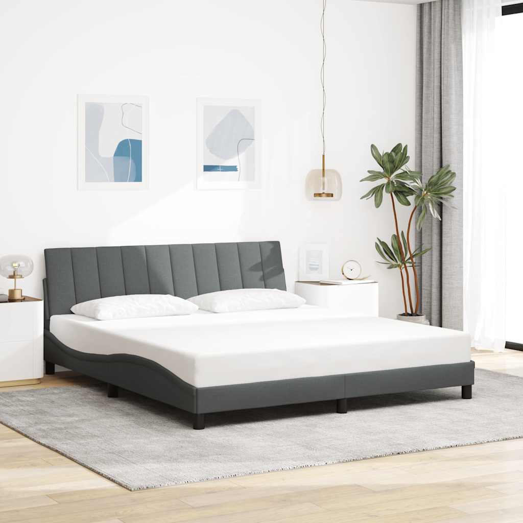 Cadre de lit sans matelas gris foncé 180x200 cm tissu