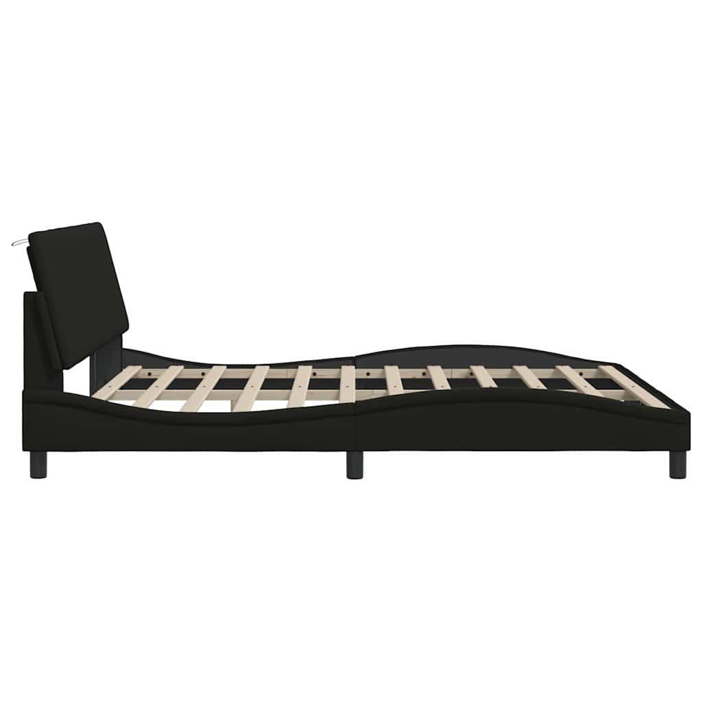 Cadre de lit sans matelas noir 180x200 cm tissu