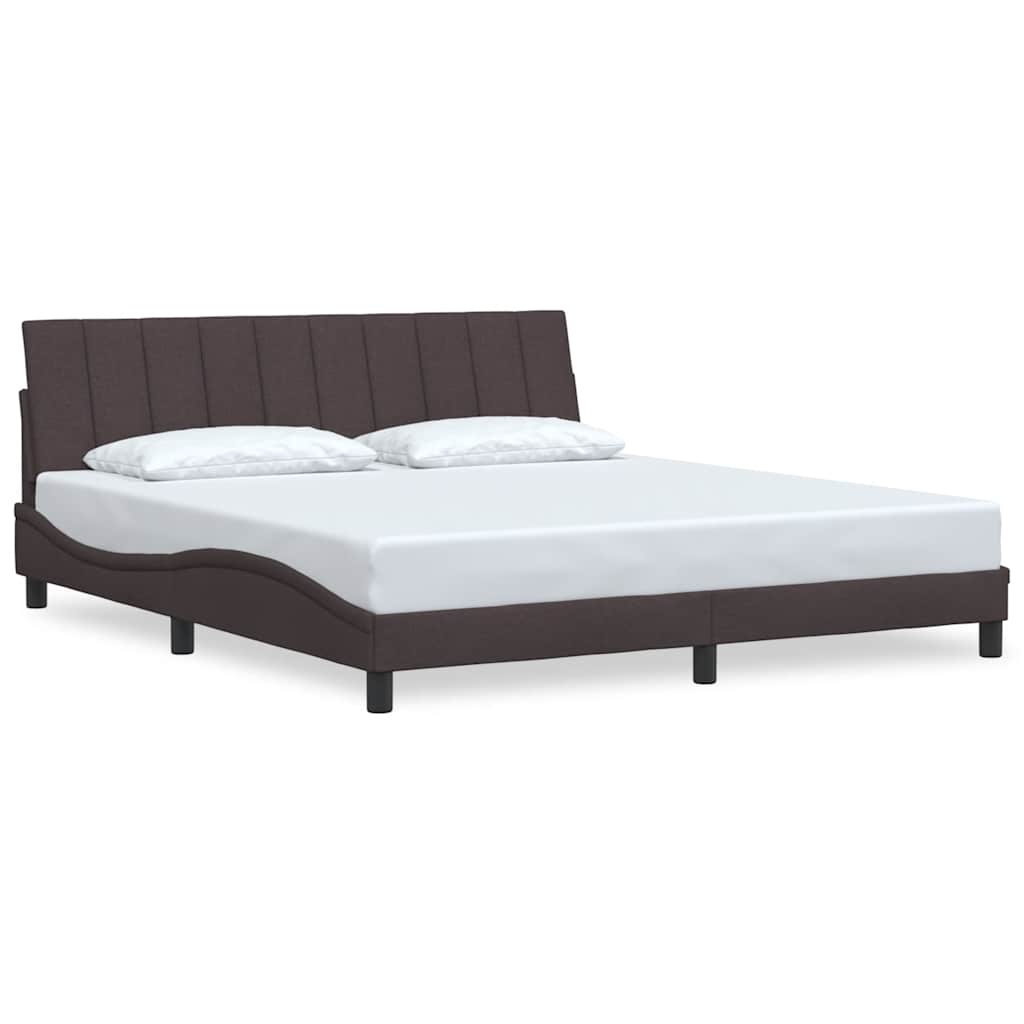 Cadre de lit sans matelas marron foncé 180x200 cm tissu