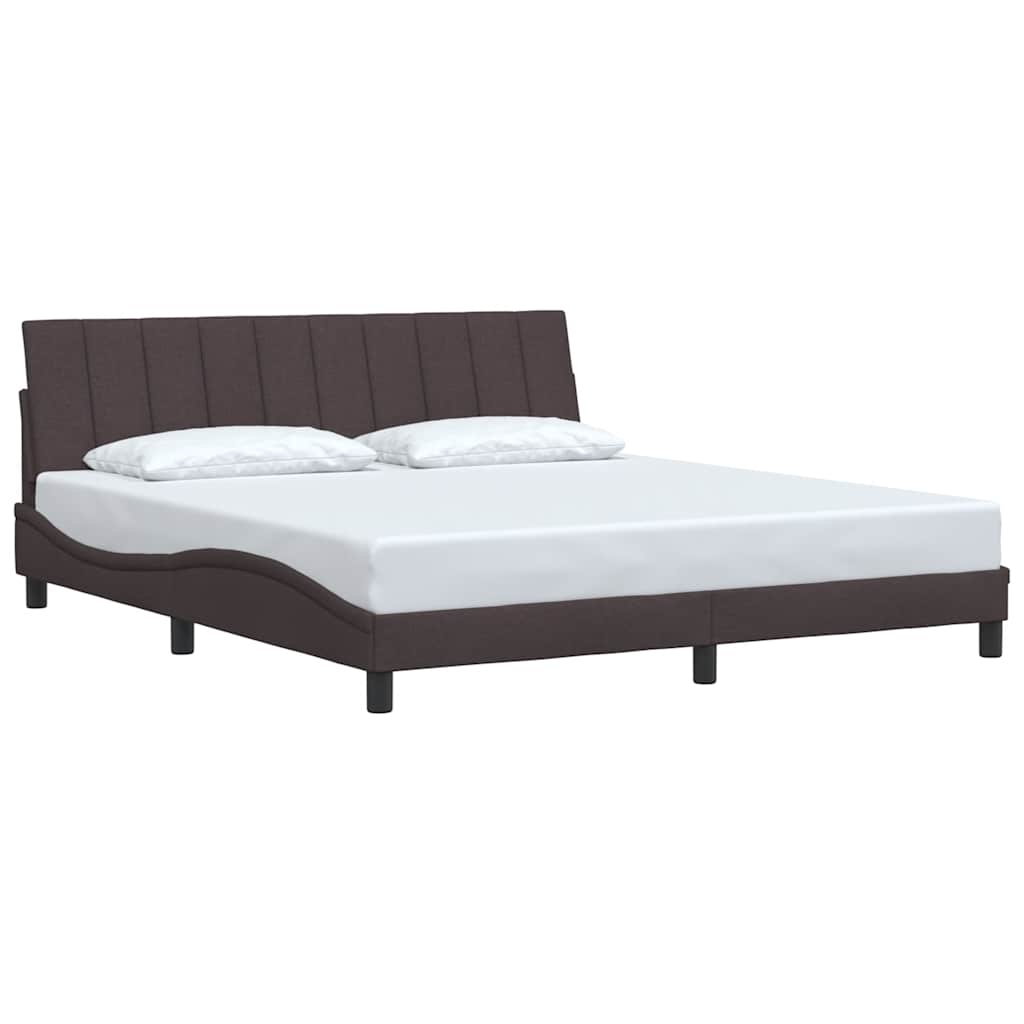 Cadre de lit sans matelas marron foncé 180x200 cm tissu