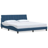 Bed frame without mattress blue 180x200 cm fabric