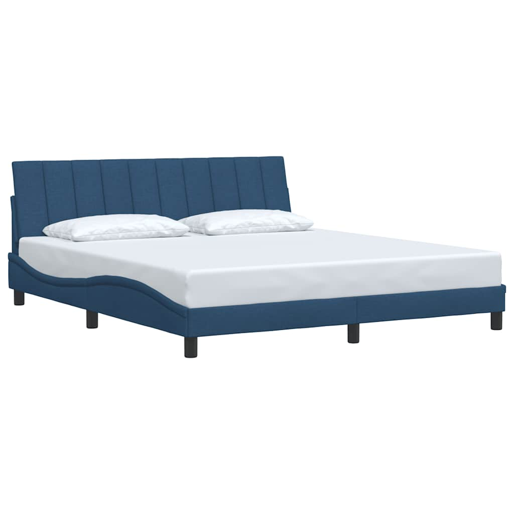 Bed frame without mattress blue 180x200 cm fabric