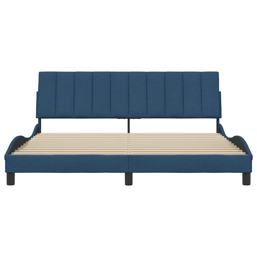 Bed frame without mattress blue 180x200 cm fabric