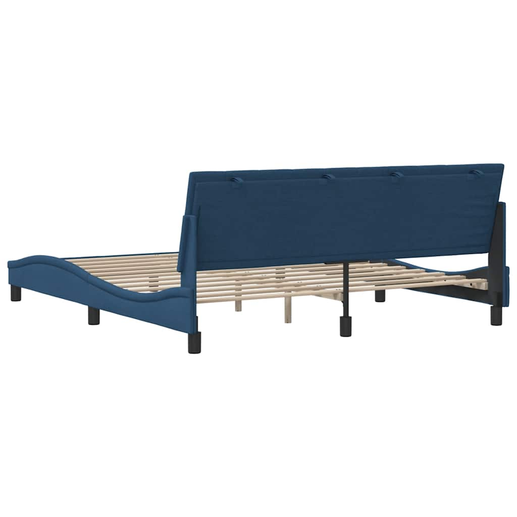 Bed frame without mattress blue 180x200 cm fabric