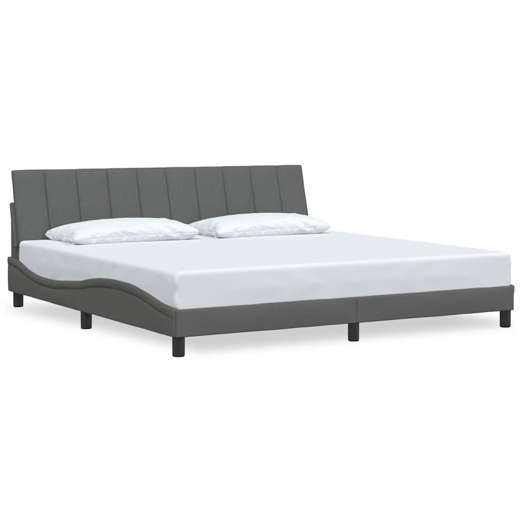 Cadre de lit sans matelas gris foncé 200x200 cm tissu