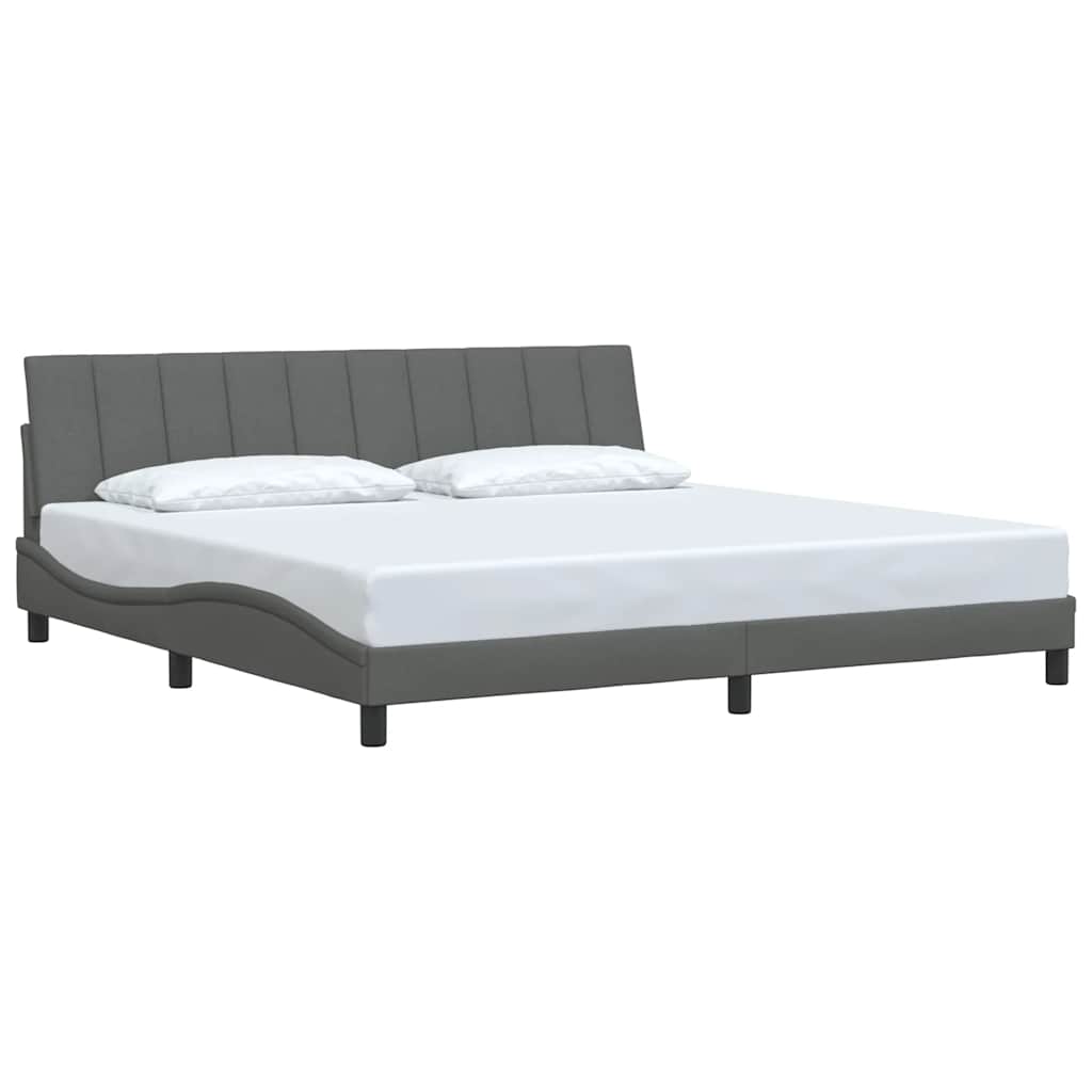 Cadre de lit sans matelas gris foncé 200x200 cm tissu