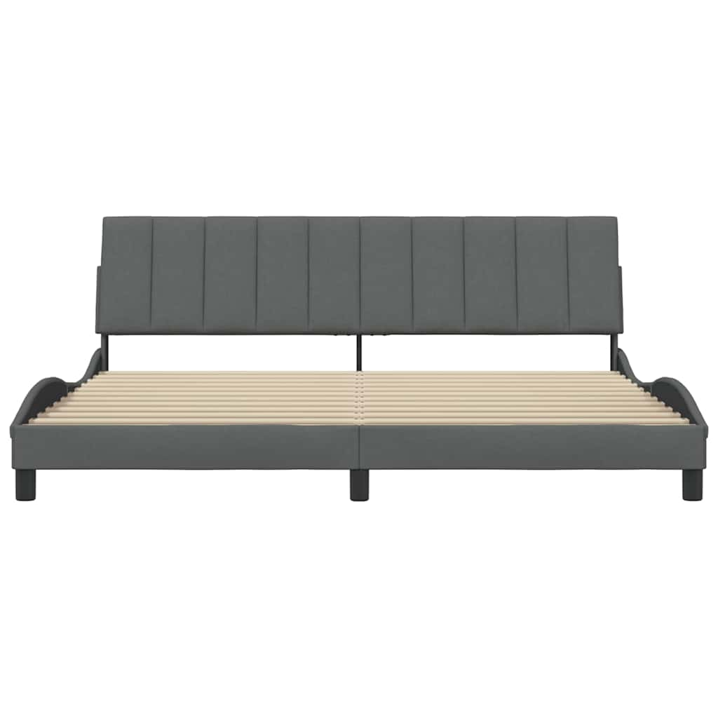 Cadre de lit sans matelas gris foncé 200x200 cm tissu