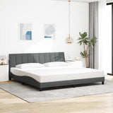 Cadre de lit sans matelas gris foncé 200x200 cm tissu