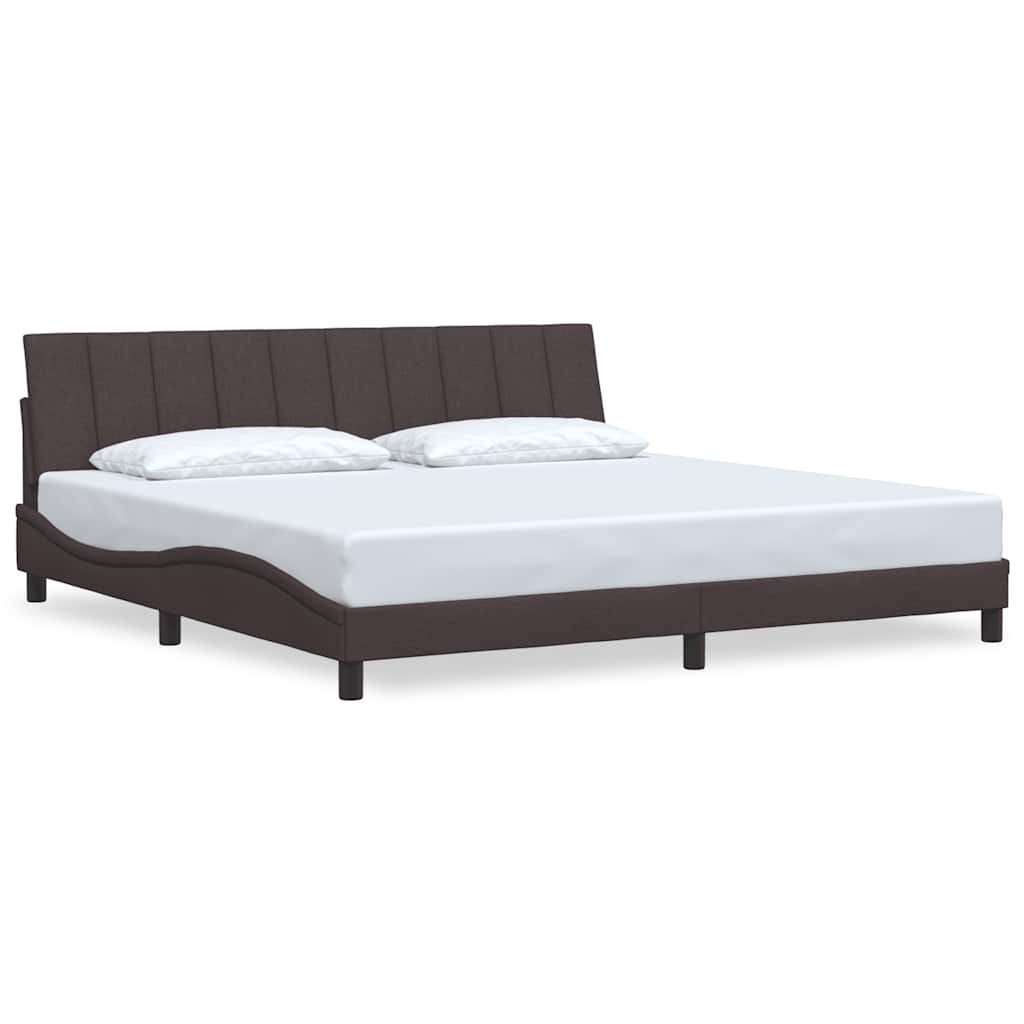 Cadre de lit sans matelas marron foncé 200x200 cm tissu