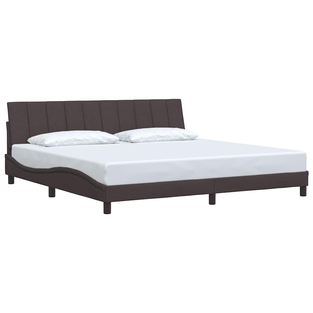 Cadre de lit sans matelas marron foncé 200x200 cm tissu