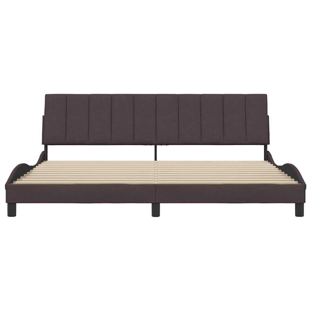 Cadre de lit sans matelas marron foncé 200x200 cm tissu