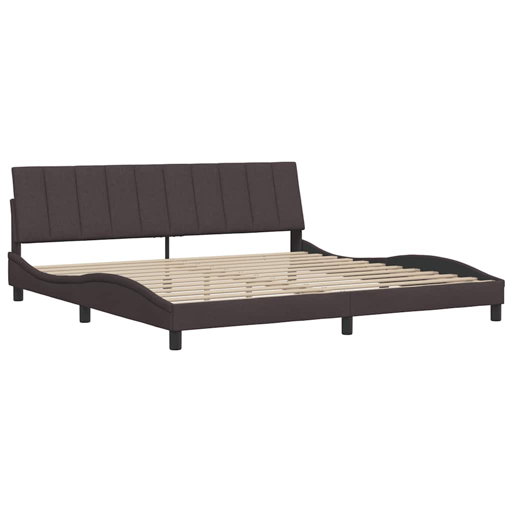 Cadre de lit sans matelas marron foncé 200x200 cm tissu